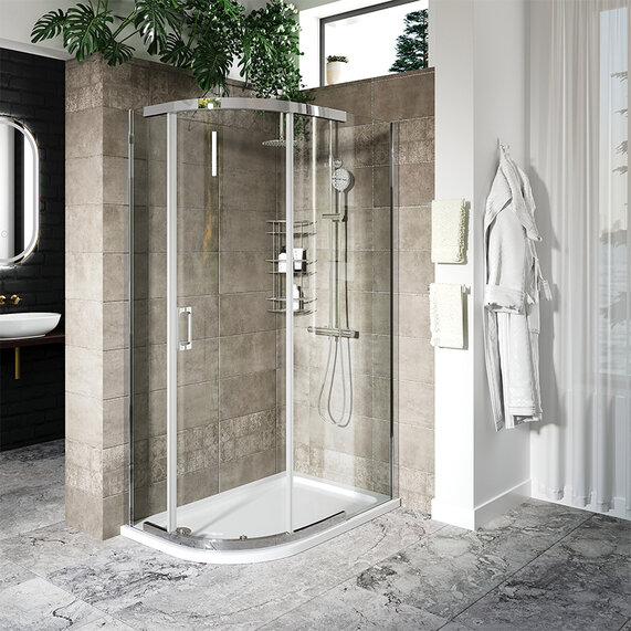 1200 x 800mm - Offset Quadrant 8mm Shower Cubicle with Optional Tray - Odessa Chrome 1950mm