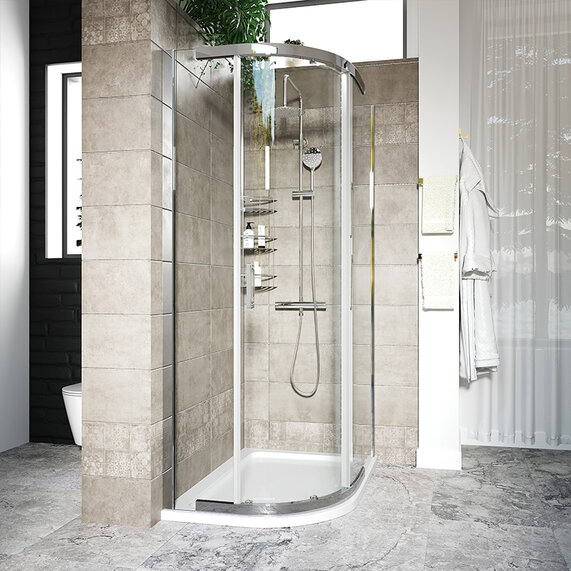 1200 x 900mm - Offset Quadrant 8mm Shower Cubicle with Optional Tray - Odessa Chrome 1950mm
