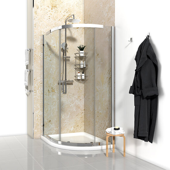 900mm Width - Quadrant 8mm Shower Cubicle with Optional Tray - Odessa Chrome 1950mm