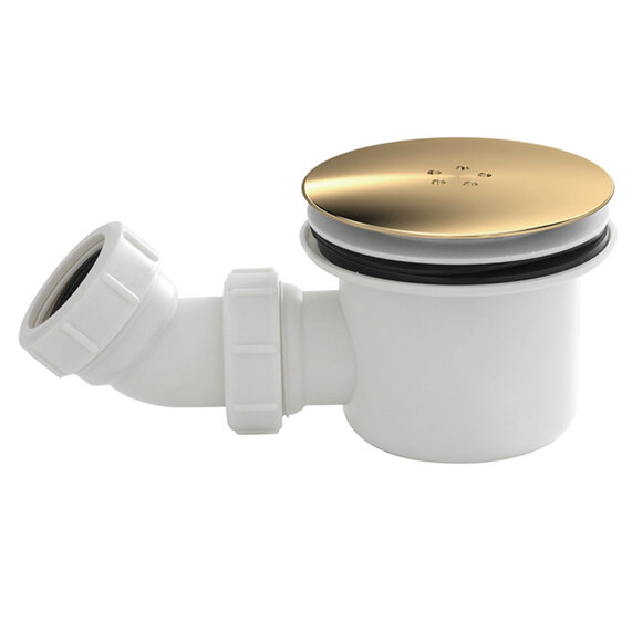 Gold Shower Tray Waste in Brushed Brass