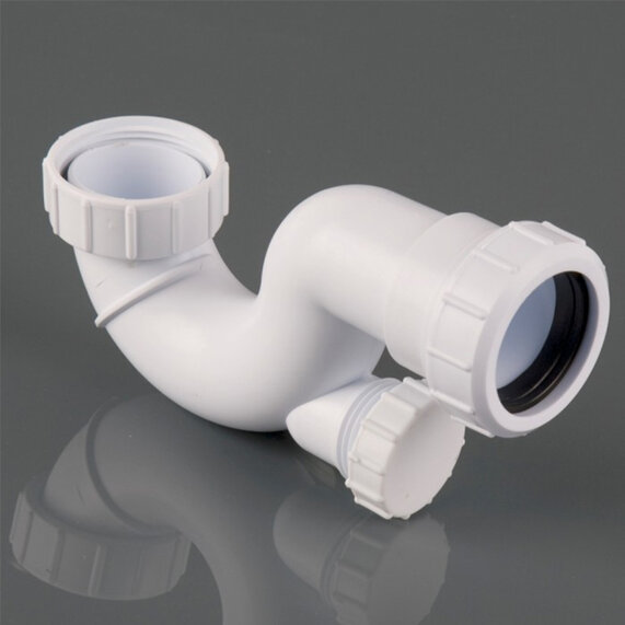 Universal Shallow Bath P-trap with Cleaning Eye 40mm
