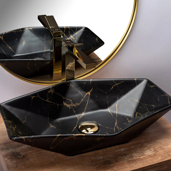 Brett Matt Black Marble Countertop Washbasin