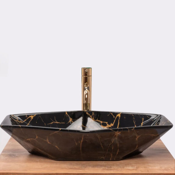 Brett Gloss Black Marble Countertop Washbasin