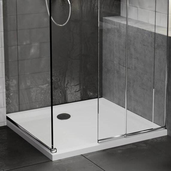 Square 760 X 760mm Raised Shower Tray | Black Waste