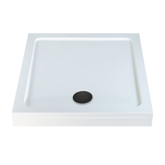 Square 800 X 800mm Easy Plumb Shower Tray | Black Waste
