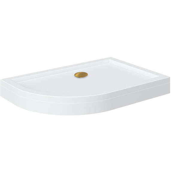 Offset Quadrant 1000mm Raised Shower Tray | Gold Waste | Left Hand