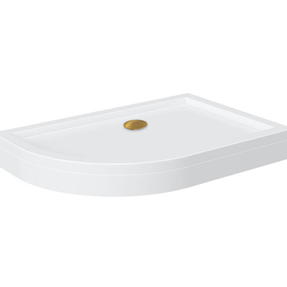 Offset Quadrant 1200mm Easy Plumb Shower Tray | Gold Waste | Left Hand