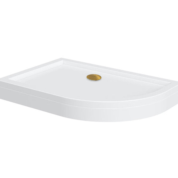 Offset Quadrant 1200mm Easy Plumb Shower Tray | Gold Waste | Right Hand