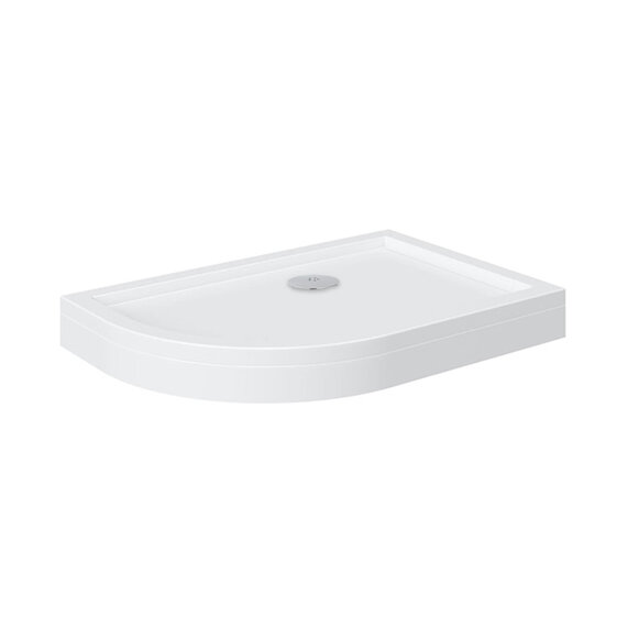 Offset Quadrant 1000mm Raised Shower Tray | Chrome Waste | Left Hand