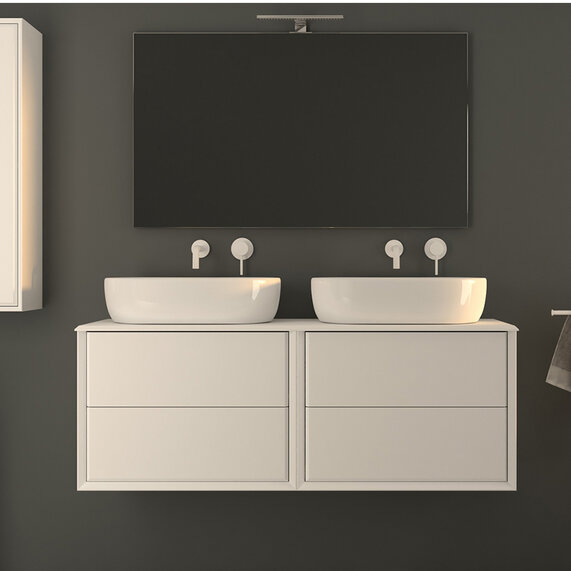 Baden Haus Bellagio 1410 Matt White Vanity Unit with Countertop Round Basin