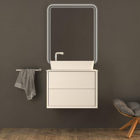 Baden Haus Bellagio 710 Matt White Vanity Unit with Countertop Square Basin