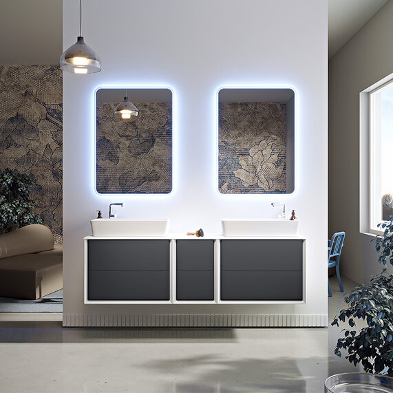 Baden Haus Bellagio 1760 Graphite Vanity Unit with Countertop Square Basin