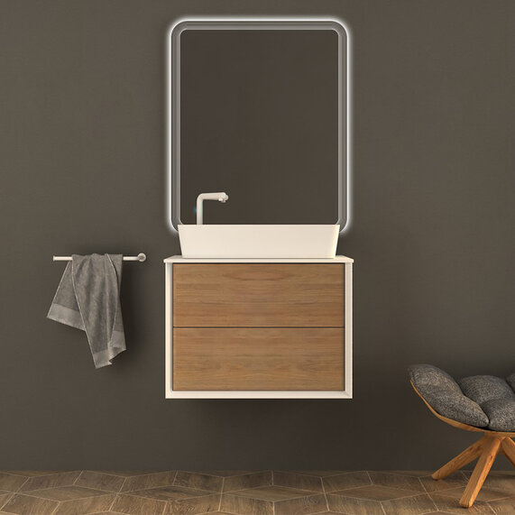 Baden Haus Bellagio 710 Tobacco Oak Vanity Unit with Countertop Square Basin