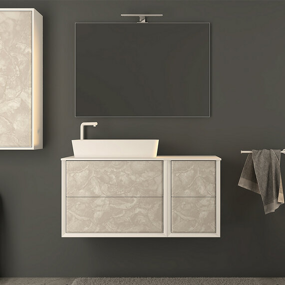 Baden Haus Bellagio 1060 Light Onyx Vanity Unit with Countertop Square Basin