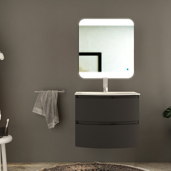 Baden Haus Vague 690 Graphite Vanity Unit: 2 Drawers, Handleless