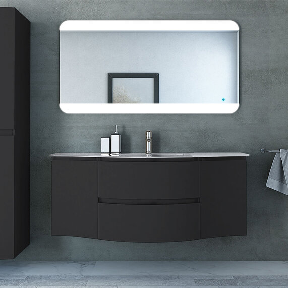 Baden Haus Vague 1400 Graphite Vanity Unit: Central Basin, Handleless