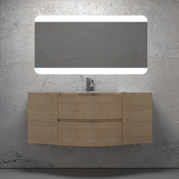 Baden Haus Vague 1400 Tobacco Oak Vanity Unit: Central Basin, Handleless