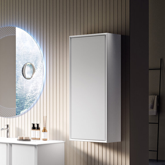 W400 x H1000 - Baden Haus Bellagio Matt White Wall Cabinet