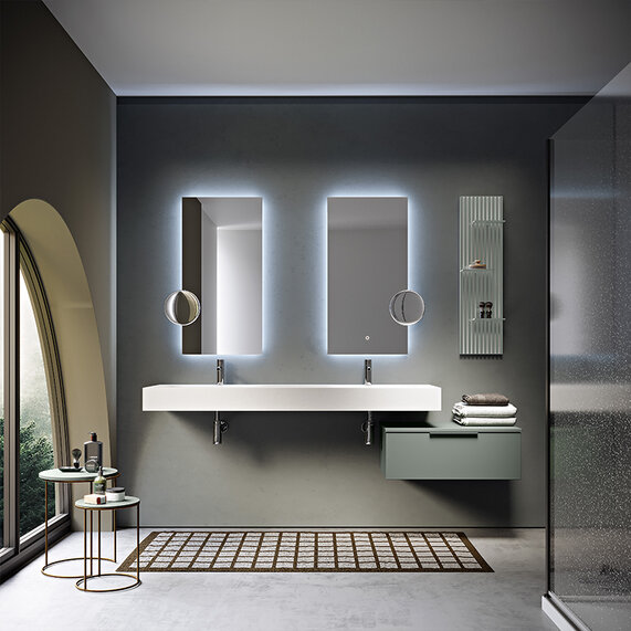 Premium 1550 Wall Hung Sink with Optional Matt Green Side Storage