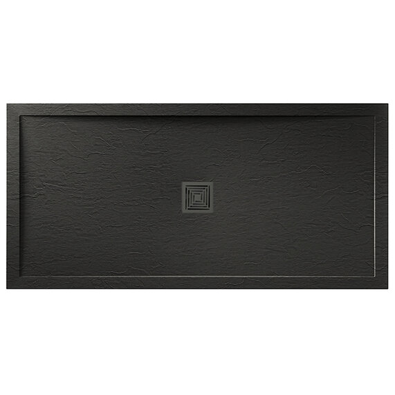 1700mm Large Black Rectangular Shower Tray with Optional Black Waste