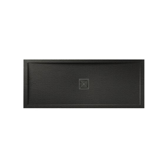 1200mm Slate Black Rectangle Shower Tray with Optional Black 90mm Waste