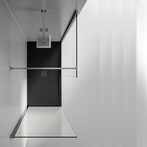 1000mm Black Rectangle Shower Tray with Optional Black 90mm Waste