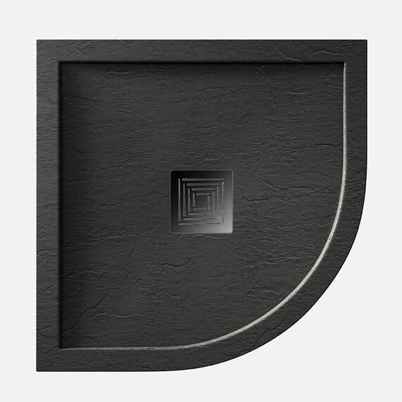 Black Corner 800 Shower Tray with Optional Black Waste