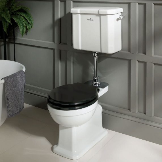 BC Designs Victrion Low Level Traditional Toilet with White Seat