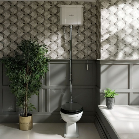 BC Designs Victrion High Level Traditional Toilet with White Seat