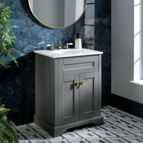 BC Designs Victrion 600 Dark Lead Traditional Vanity Unit with Marble Top