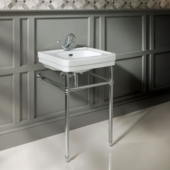 540mm White Traditional Basin with Washstand - BC Designs Victrion (Optional Towel Rail)