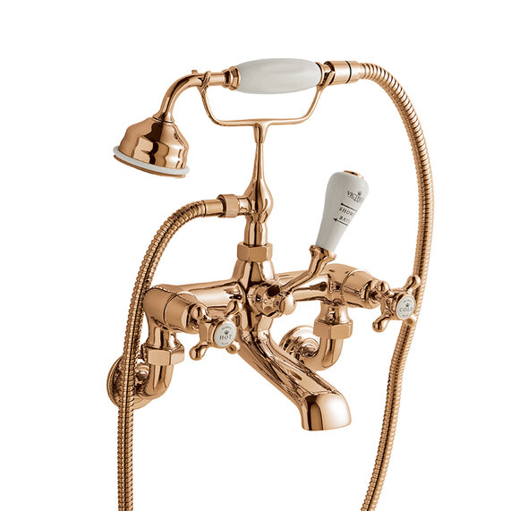 BC Designs Victrion Copper Crosshead Wall Mounted Bath Shower Mixer Tap