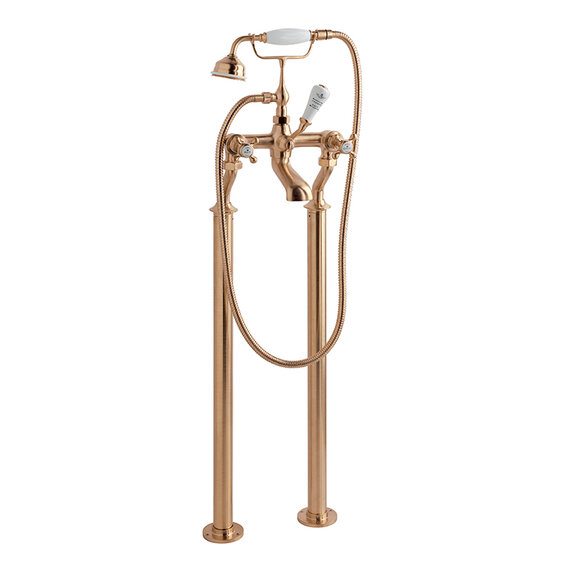 BC Designs Victrion Brushed Copper Crosshead Deck Mounted Bath Shower Mixer Tap