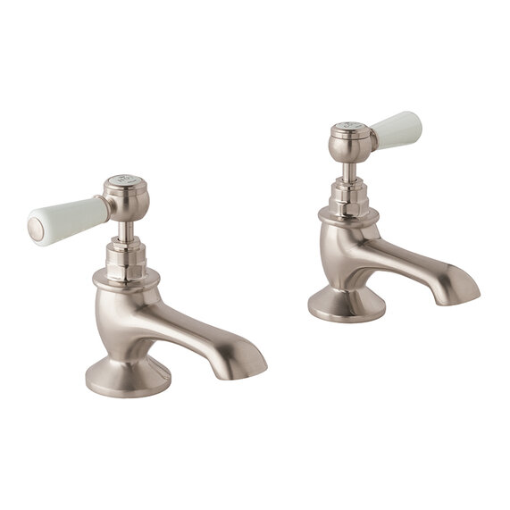 BC Designs Victrion Brushed Nickel Lever Bath Pillar Taps