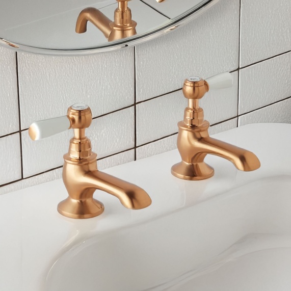 BC Designs Victrion Brushed Copper Lever Bath Pillar Taps