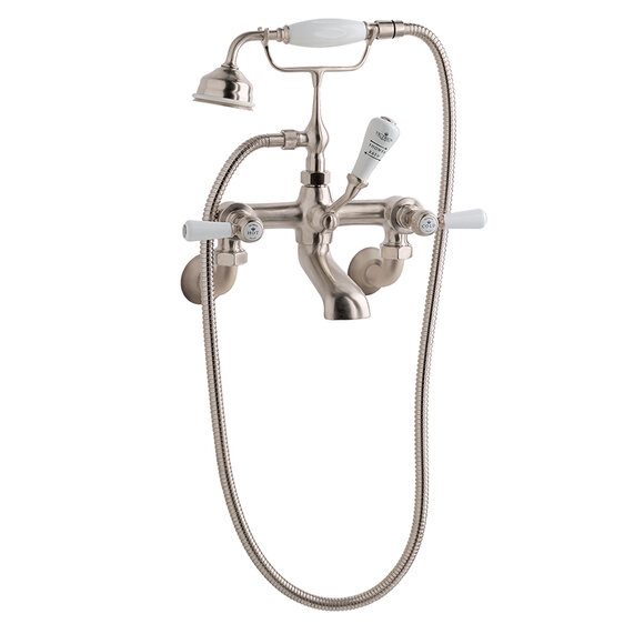 BC Designs Victrion Brushed Nickel Lever Wall Mounted Bath Shower Mixer Tap