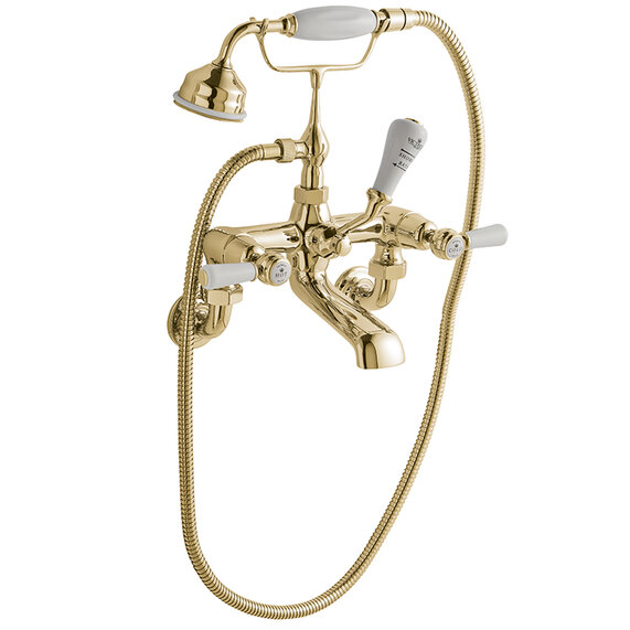 BC Designs Victrion Gold Lever Wall Mounted Bath Shower Mixer Tap