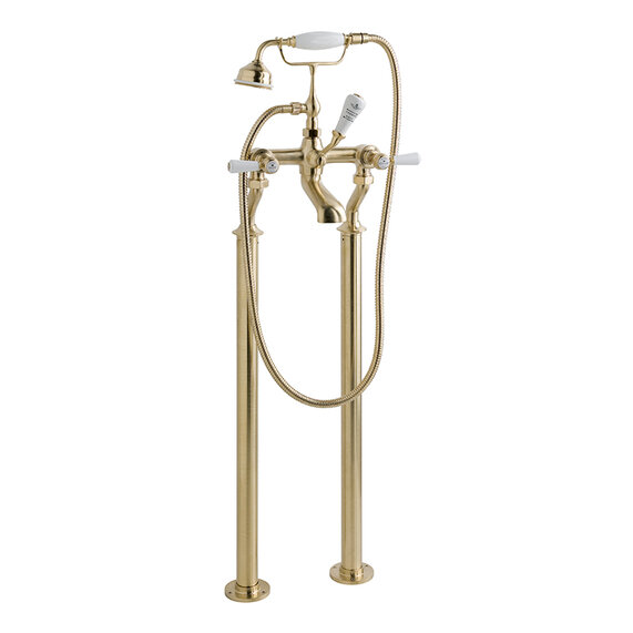 BC Designs Victrion Brushed Gold Lever Deck Mounted Bath Shower Mixer Tap