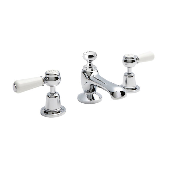 BC Designs Victrion Chrome Lever Three Hole Basin Mixer Tap