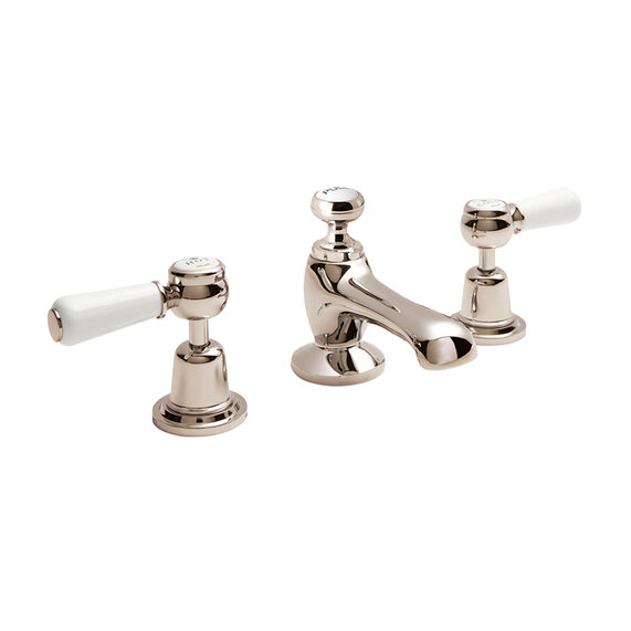 BC Designs Victrion Nickel Lever Three Hole Basin Mixer Tap