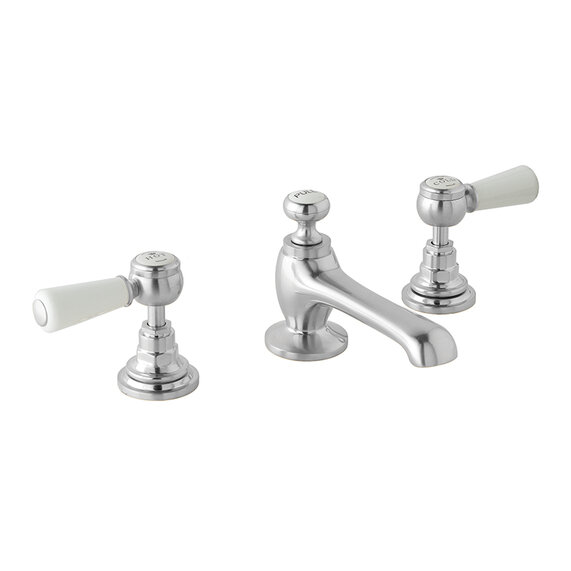 BC Designs Victrion Brushed Chrome Lever Three Hole Basin Mixer Tap