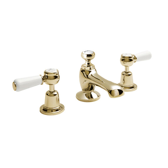 BC Designs Victrion Gold Lever Three Hole Basin Mixer Tap