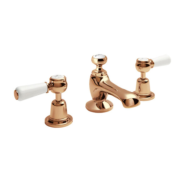 BC Designs Victrion Copper Lever Three Hole Basin Mixer Tap