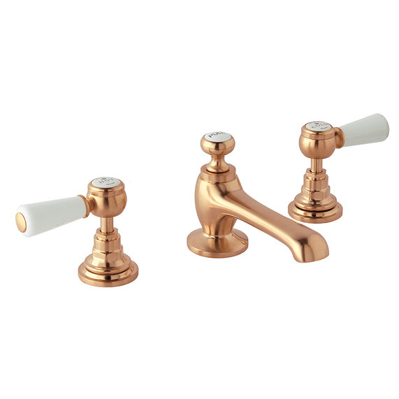 BC Designs Victrion Brushed Copper Lever Three Hole Basin Mixer Tap