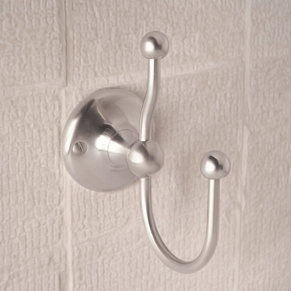 BC Designs Victrion Brushed Nickel Double Robe Hook