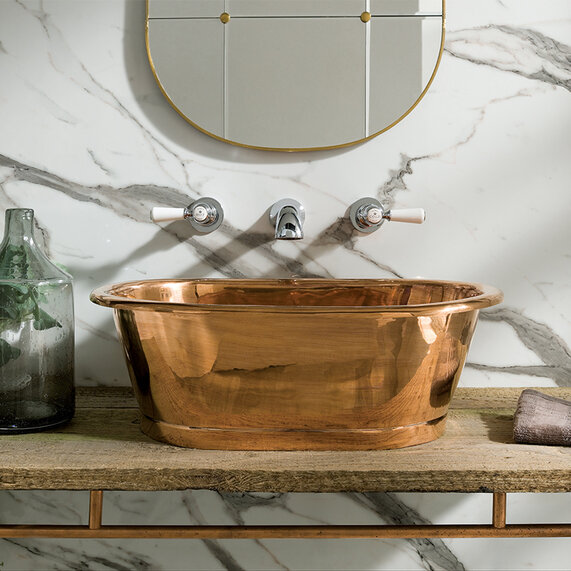 Polished Copper 530mm Countertop Traditional Bathroom Basin by BC Designs