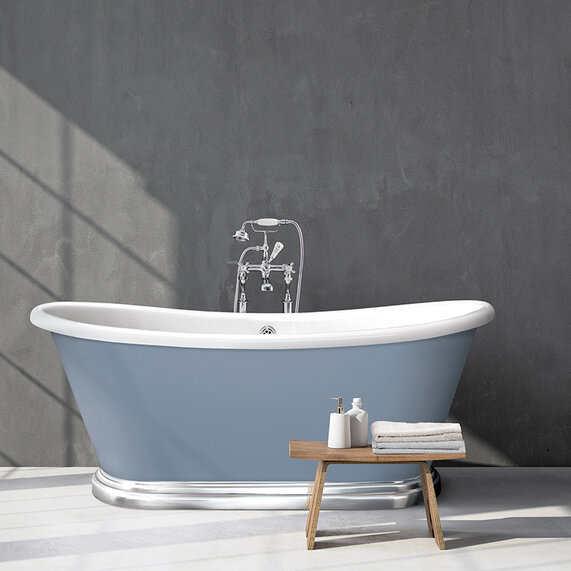 BC Designs 1600 Acrylic Freestanding Boat Bath with Aluminium Plinth