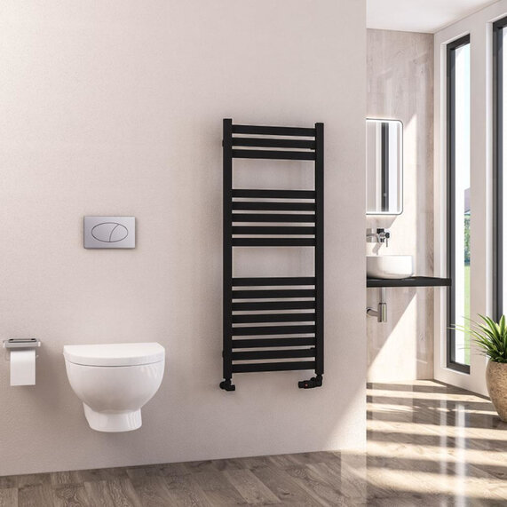 1200 x 500mm - Defford Flat Panel Vertical Radiator in Matte Black