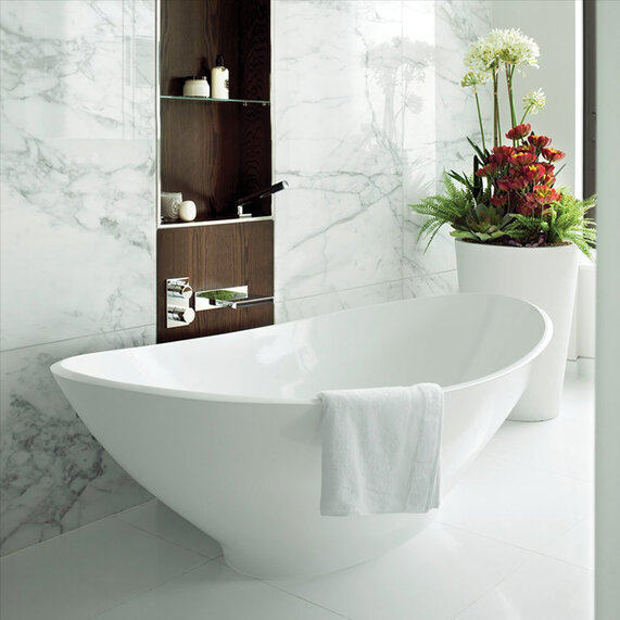 BC Designs Kurv Marble Freestanding Wide Bath 1890 x 900mm 