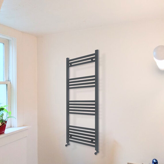 1200 Height x 500 Width - Anthracite Wall Mounted Vertical Towel Rail - BC Diva